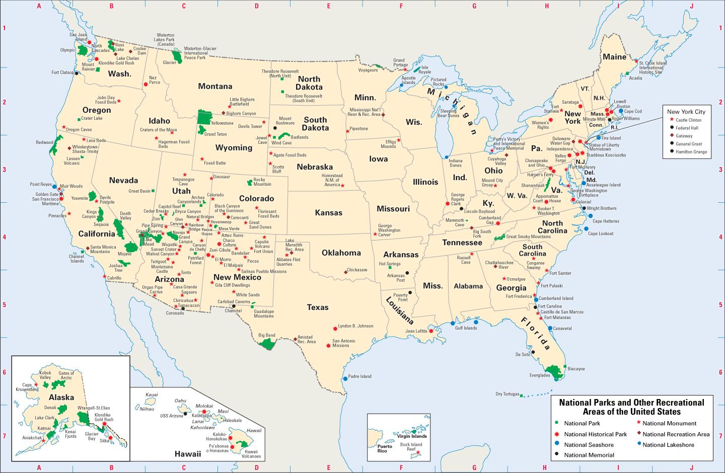 mapa národních parků usa Mapy národní parky USA   Mapa USA s národními parky (Severní  mapa národních parků usa