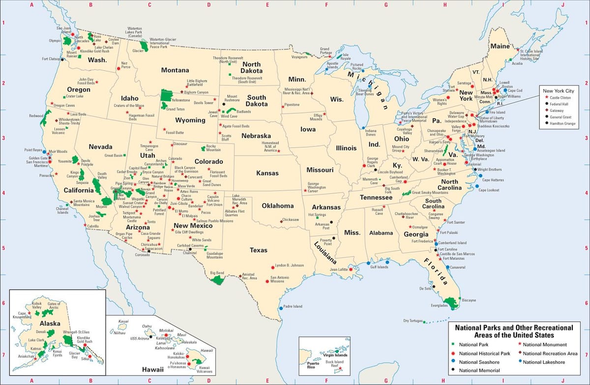 NÁS mapa národních parků