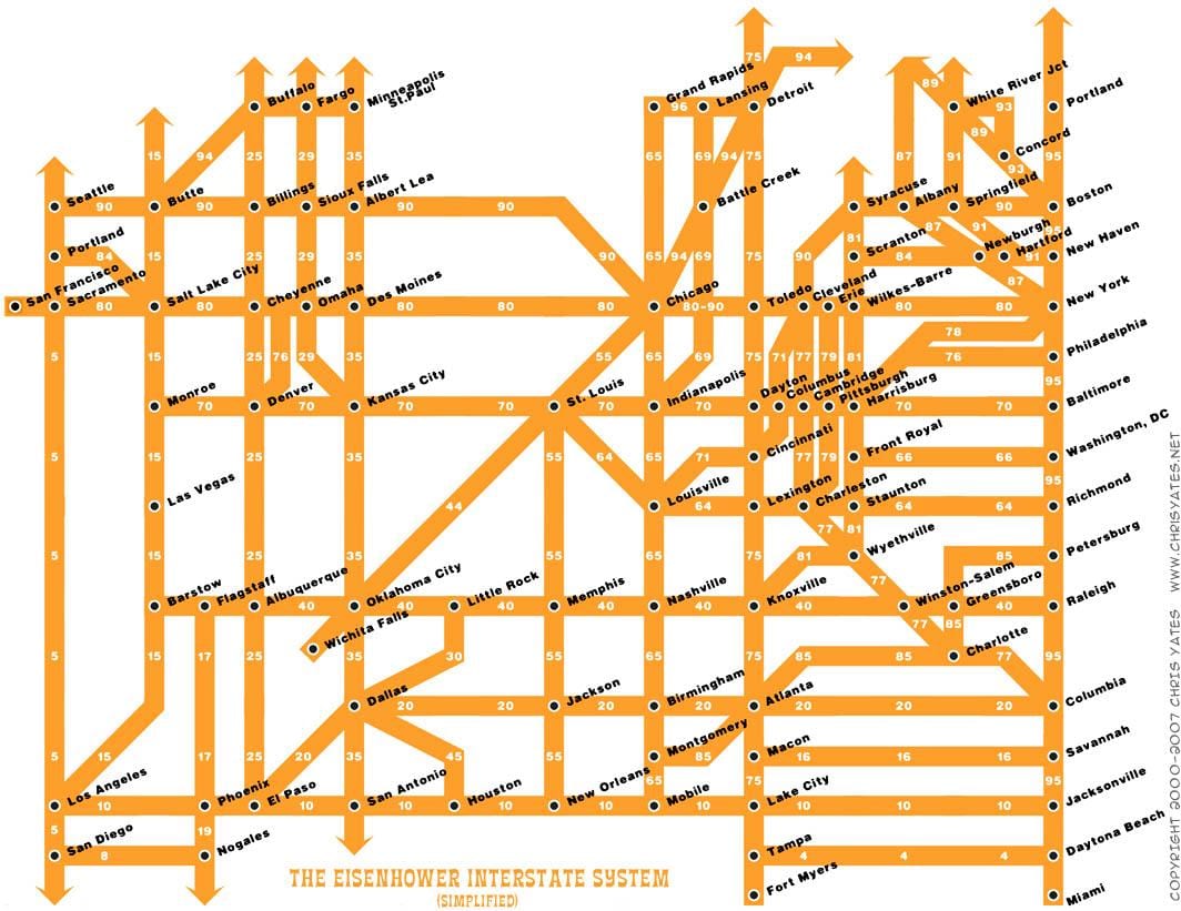 mezistátní dálniční systém mapě