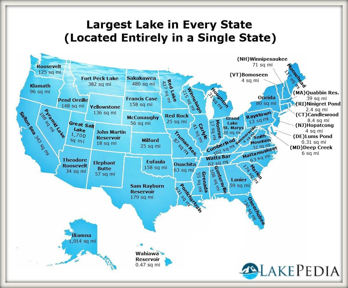 jezera v USA mapa
