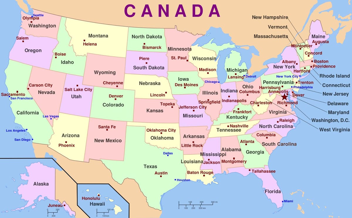 mapa USA s hlavicemi