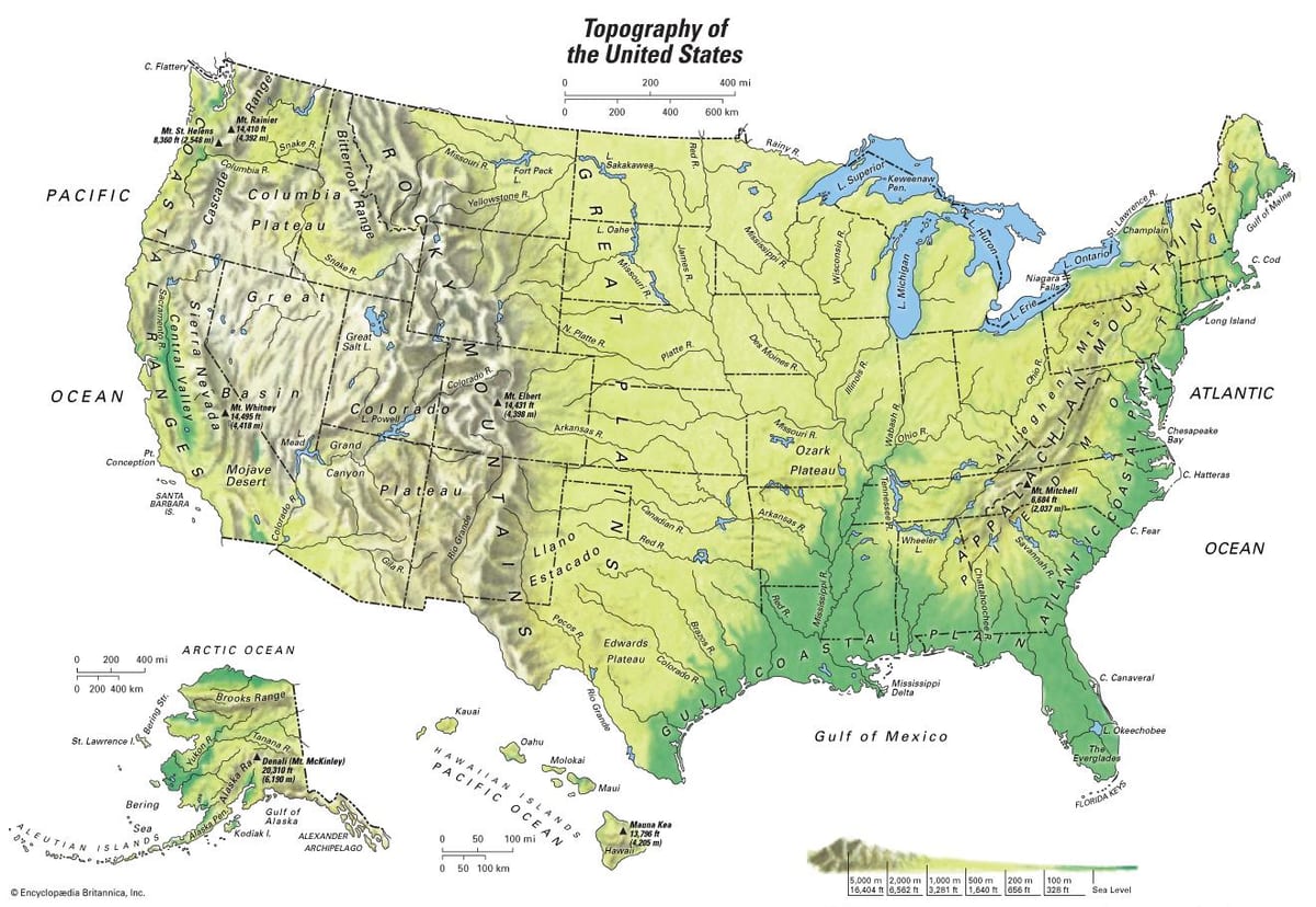 topografické mapy USA