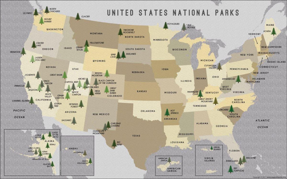 mapa NÁS parků