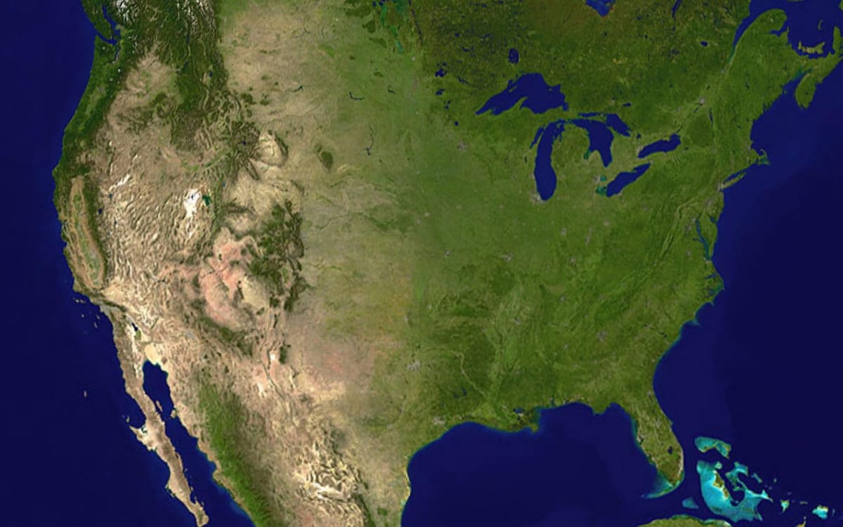 mapa USA satelitní