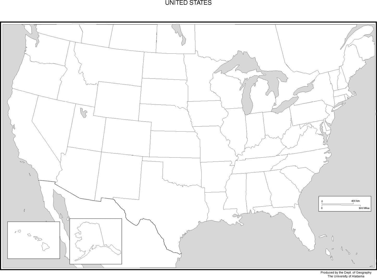 černé a bílé mapa USA