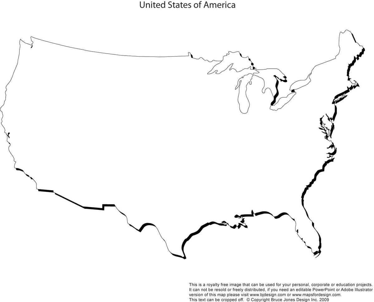 USA obrys mapy