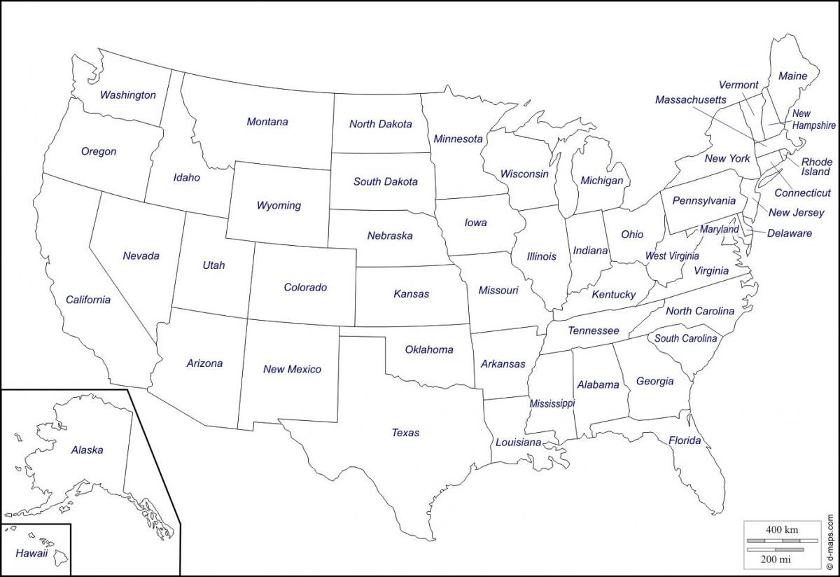 Usa Mapa S Názvy Států 