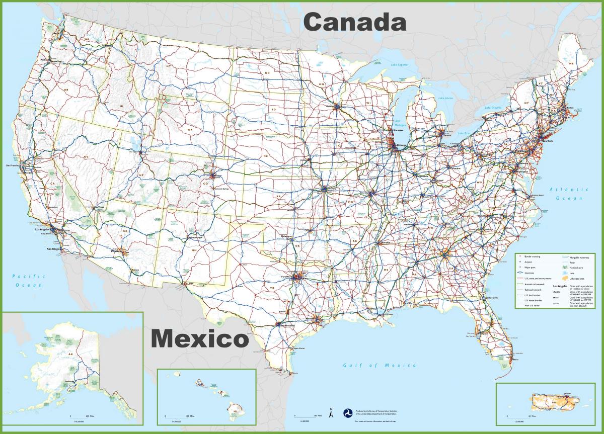 Spojené Státy transporty mapě