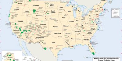 Mapa národních parků v USA