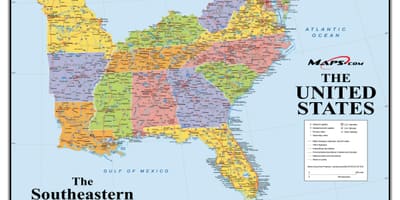 Jihovýchodní USA mapa