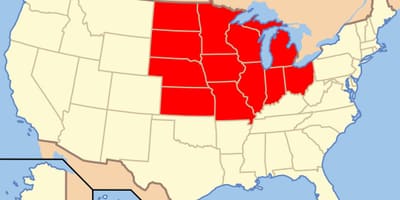 Středozápad USA mapa