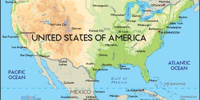 Mapa USA s oceány