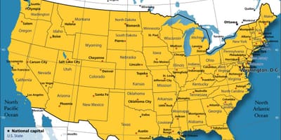 USA na mapě