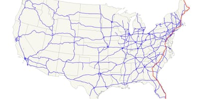 Mapa US route 1
