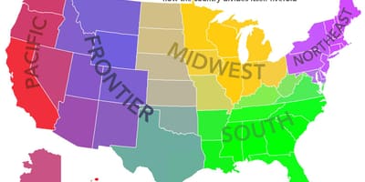 USA mapa regionů