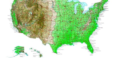 Výšková mapa USA
