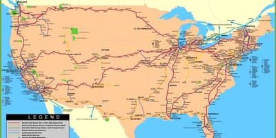 Vlak USA mapa